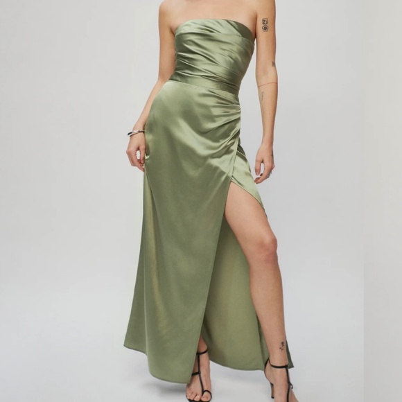 Reformation Barrow Green Artichoke Strapless Dress - NWT